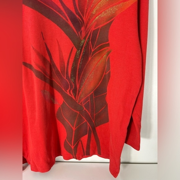 Vintage Women’s Size XXL Waffle Knit Long Sleeve Shirt Flower Design Walkabouts - Picture 3 of 9